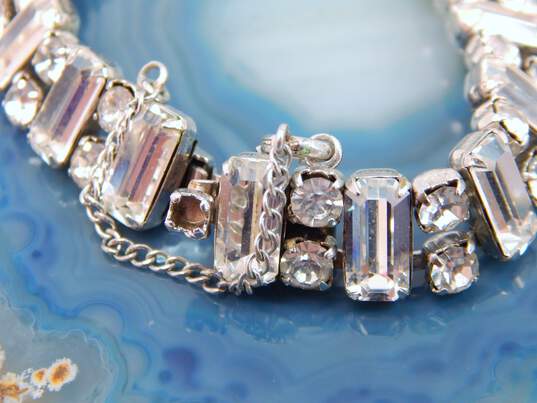 Vintage Weiss Icy Clear Rhinestone Silver Tone Bracelets 26.7g image number 3