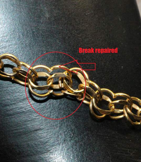 *REPAIRED* 14K Yellow Gold Double Circle Chain Bracelet - 4.88g image number 2