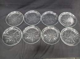 Vintage Set of Eight Cut Etched Glass Dinner Plates