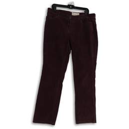 Womens Brown Flat Front Stretch Corduroy Straight Leg Chino Jeans Size 33