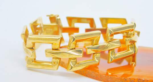 Milor 14K Gold Puffed Slanted Squares Chunky Link Chain Bracelet 24.2g image number 2