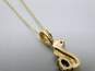 14K Yellow Gold Sapphire Diamond Accent Ribbon Pendant Necklace 1.3g image number 2