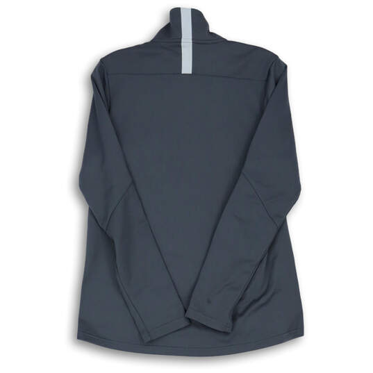Womens Gray Long Sleeve Quarter Zip Mock Neck Activewear Jacket Size Small image number 2