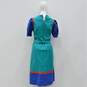 Vintage JC Penney Women's Teal Blue Color Block Red Trim Cotton Dress image number 3