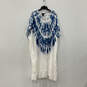 NWT Womens White Blue Tie-Dye Short Sleeve V-Neck Kaftan Dress Size 12 image number 1
