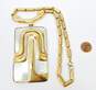 Vintage Pierre Cardin Goldtone & Silvertone Modernist Abstract Hinged Rectangle Statement Pendant Cylinder Chain Necklace 127.3g image number 6