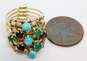 Vintage 14K Gold Turquoise Emerald Garnet & Clear Glass Cluster Multi Band Statement Ring 5.6g image number 6