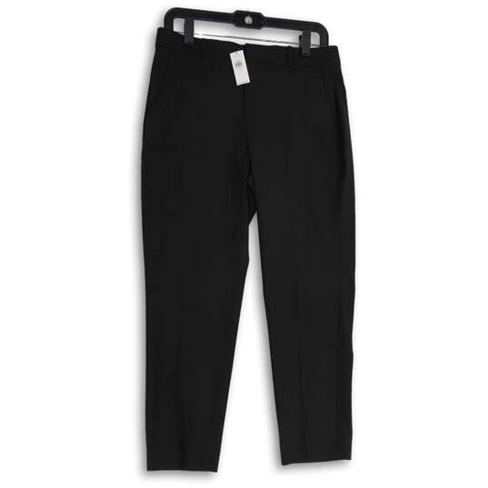 NWT Womens Black Wool Flat Front Slash Pocket Straight Leg Dress Pants Size 4 image number 1