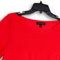Womens Red Boat Neck Short Sleeve Stretch Pullover Blouse Top Size X-Large image number 3