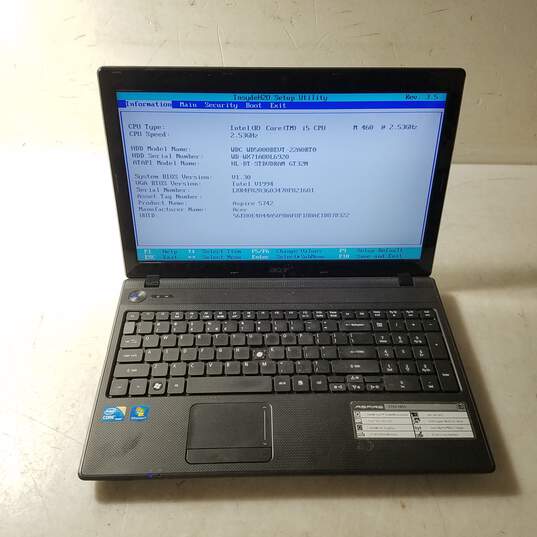 Acer Aspire 5742 Intel Core i5@2.53GHz Storage 5400GB Memory 4GB Screen 15 Inch image number 1