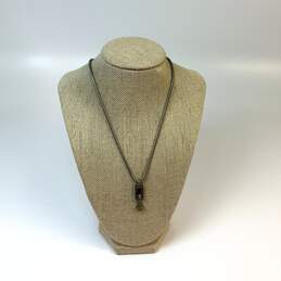 Designer Patricia Locke Two-Tone Chain Crystal Cut Stone Pendant Necklace