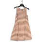 Loft Womens Pink Beige Striped Round Neck Back Zip A-line Dress Size 10 image number 1