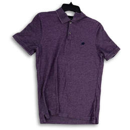 Womens Purple Collared Short Sleeve Side Slit Polo Shirt Size Medium