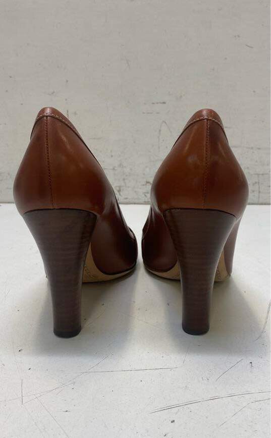 Lambertson Italy Brown Leather Chain Pump Heels Shoes Size 38 image number 4