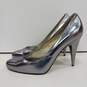 Womens Silver Leather Slip On Pointed Toe Stiletto Pump Heels Size 10M image number 3
