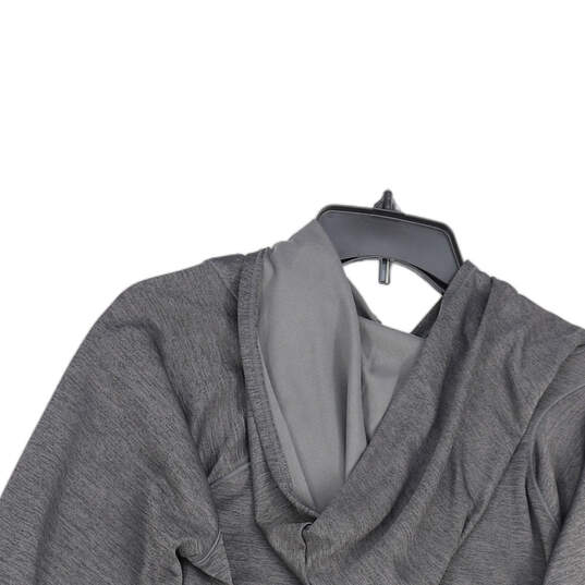 Womens Gray Long Sleeve Kangaroo Pocket Stretch Pullover Hoodie Size XL image number 3