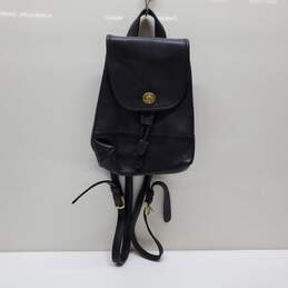 Vintage COACH Daypack Black Leather Drawstring Mini Backpack Bag 9960