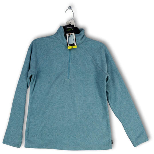 NWT Womens Blue Mock Neck Long Sleeve 1/4 Zip Fleece Pullover Jacket Size S image number 1
