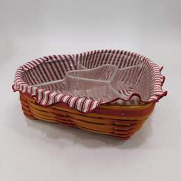VTG 1999 Longaberger Heart Shaped Basket w/ Fabric Liner & Plastic Protector alternative image