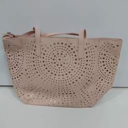 NWT Womens Rose Pink Geometric Perforated Zip Shoulder Strap Tote Bag Purse alternative image
