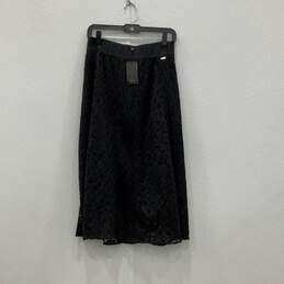 NWT Armani Exchange Womens Black Lace Double Layered Semi See Maxi Skirt Size 6