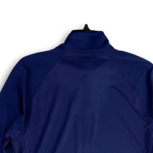 Mens Blue Mock Neck Quarter Zip Long Sleeve Activewear T-Shirt Size Medium image number 4