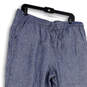 Womens Blue Stretch Pockets Drawstring Tapered Leg Cropped Pants Size 16 image number 3