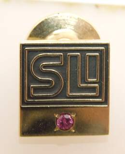10K Yellow Gold SLI Faceted Ruby Accent Service Pin 1.9g