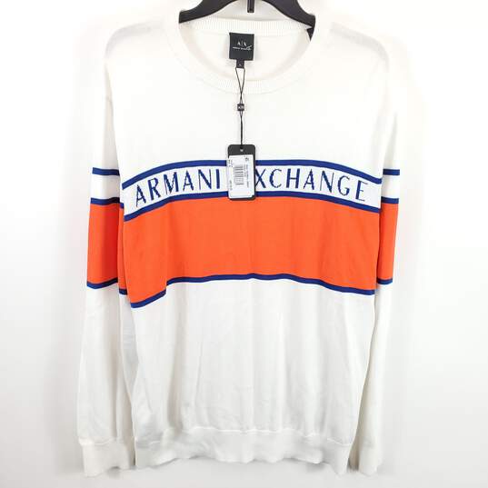 Armani Exchange Men White Logo Sweatshirt XL NWT image number 1
