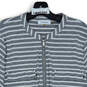 Womens Gray White Striped Roll Tab Sleeve Quarter Zip Blouse Top Size XL image number 3