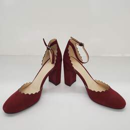 Marc Fisher Smiliy Scalloped Leather Heels Pumps Maroon Women's Size 7.5
