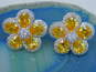 Joan Boyce Silver Tone Yellow & Clear Crystal Flower Clip Earrings 23.0g image number 3