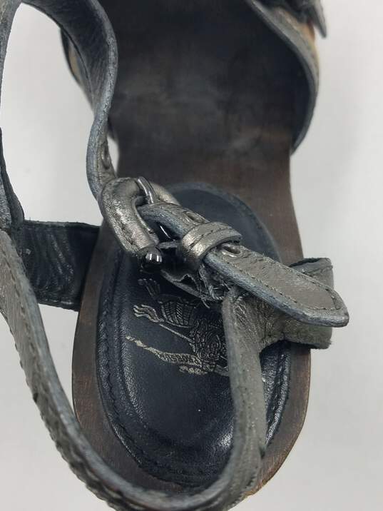 Authentic Burberry Gunmetal Check Sandals W 6 image number 8