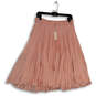 NWT Womens Pink Pleated Elastic Waist Pull-On Knee Length Flare Skirt Sz M image number 1