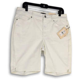 NWT Womens White Briella Denim Light Wash Pockets Bermuda Short Size 12P