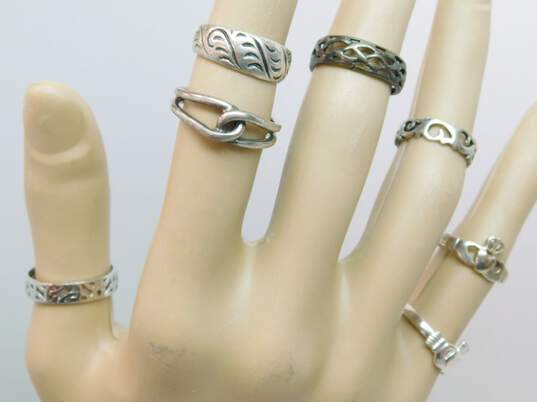 Artisan 925 Solvar Claddagh Scrolled Etched Filigree Celtic Knot & Braided Band Rings Variety 13.3g image number 1