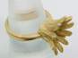 Vintage 14K Yellow Gold Textured Flower Ring Setting For Pearl Stone 5.0g image number 3