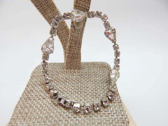 Vintage Icy Rhinestone Statement Necklace & Bracelet w/ Weiss Clip On Earrings 60.1g image number 5