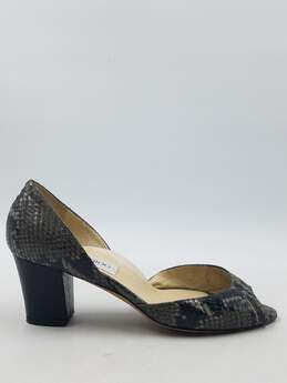 Authentic Jimmy Choo Gray D'Orsay Snakeskin Pump W 7.5