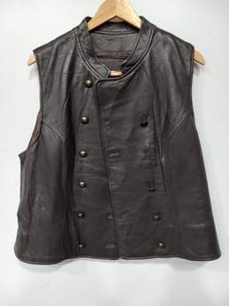 Women's Preston & York Sleeveless Double Breasted Leather Fashion Vest Sz L