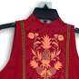 NWT Free People Womens Red Floral Mock Neck Sleeveless Pullover Blouse Top Sz S image number 3