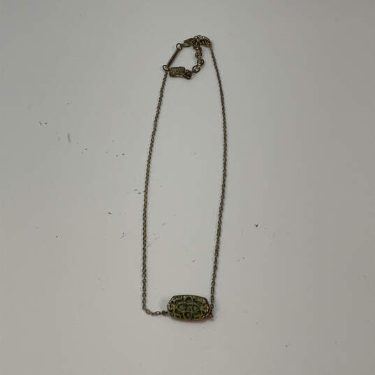 Designer Kendra Scott Gold-Tone Green Crystal Cut Stone Pendant Necklace image number 3