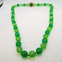 Kate Spade- NY Gold Tone Faceted Bead Shades Of Green Flower Clasp 34 1/2 Necklace 123.2g