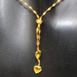 10K Yellow Gold 17" Twisted Chain Heart Charm Necklace - 1.33g
