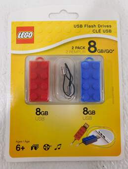 Sealed 2-Pack Lego Red Blue Brick Shaped 8GB USB Flash Drives