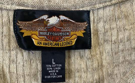 Harley Davidson Beige Sweater Vest - Size Large image number 3