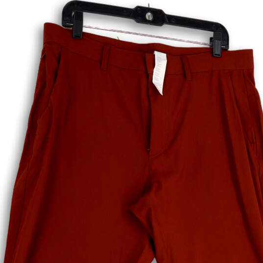 Mens Red Flat Front Slash Pocket Straight Leg Ankle Pants Size 34x32 image number 3