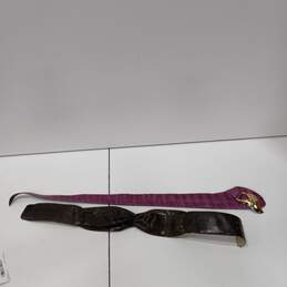 Pair of Women's Black & Purple Real Snake Skin Belts Size S