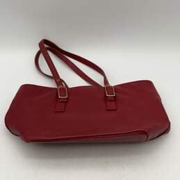 Coach Womens Red Leather Logo Charm Double Handle Tote Handbag Purse