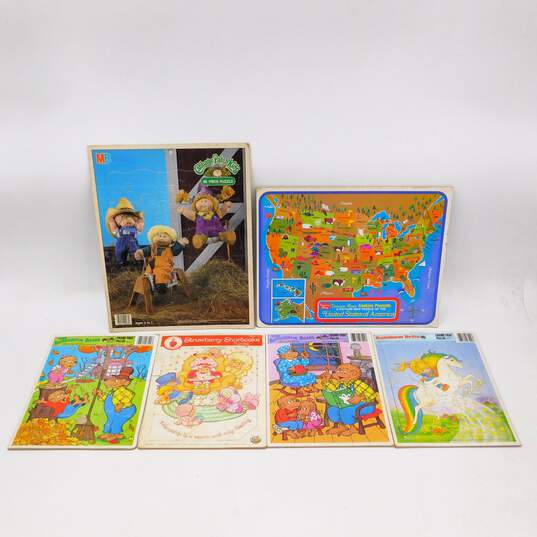Set of Six (6) Vintage Frame Puzzles; Rainbow Brite, Berenstain Bears, Etc. image number 1